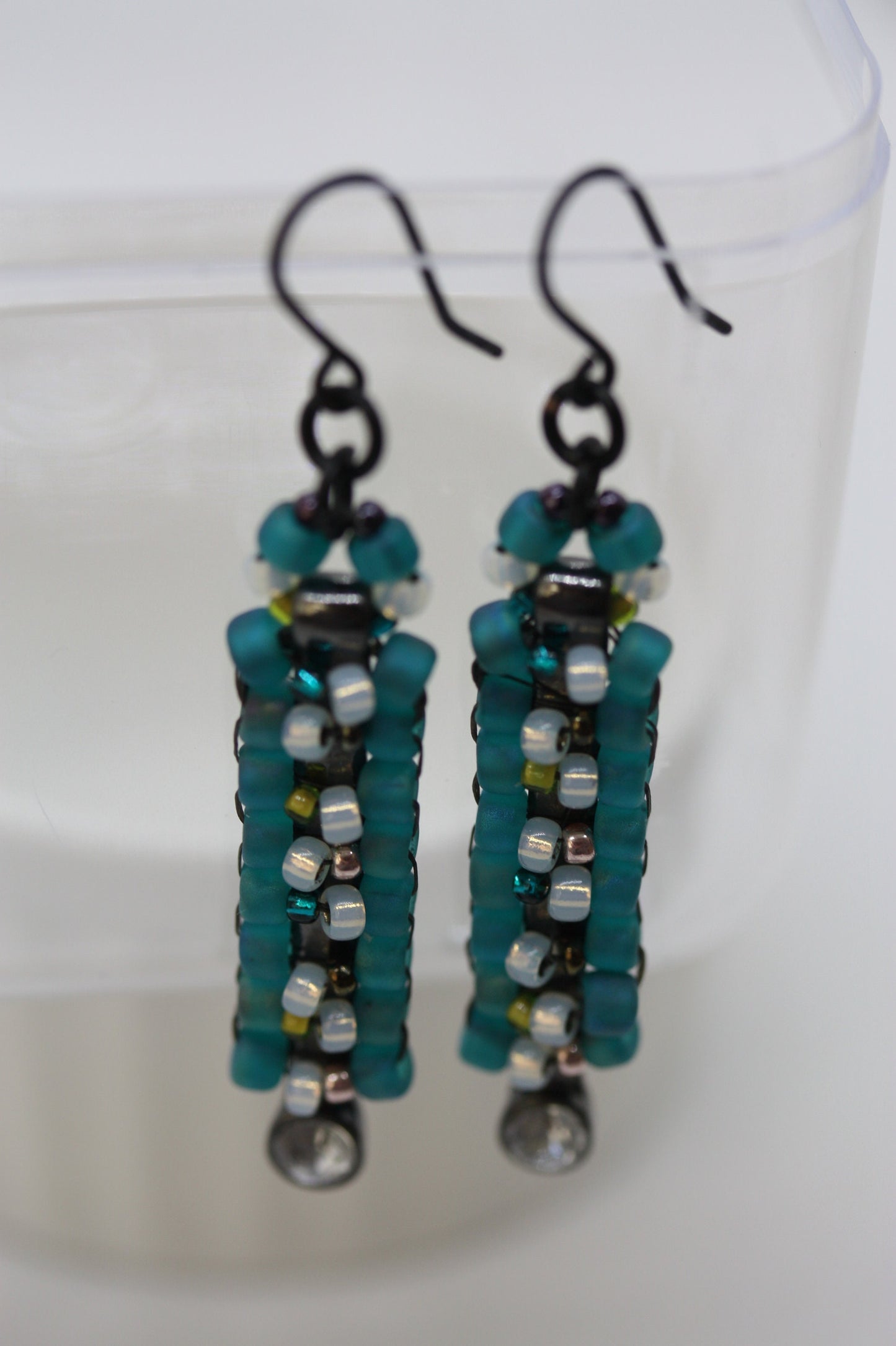 Unique Beaded bar earrings - yellow/goldtone theme