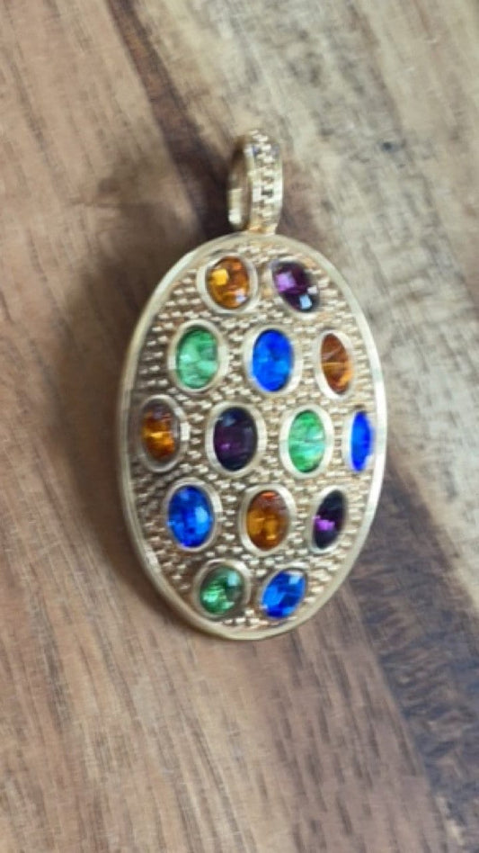 Swan signed stunning vintage Swarovski inlaid crystal necklace pendant