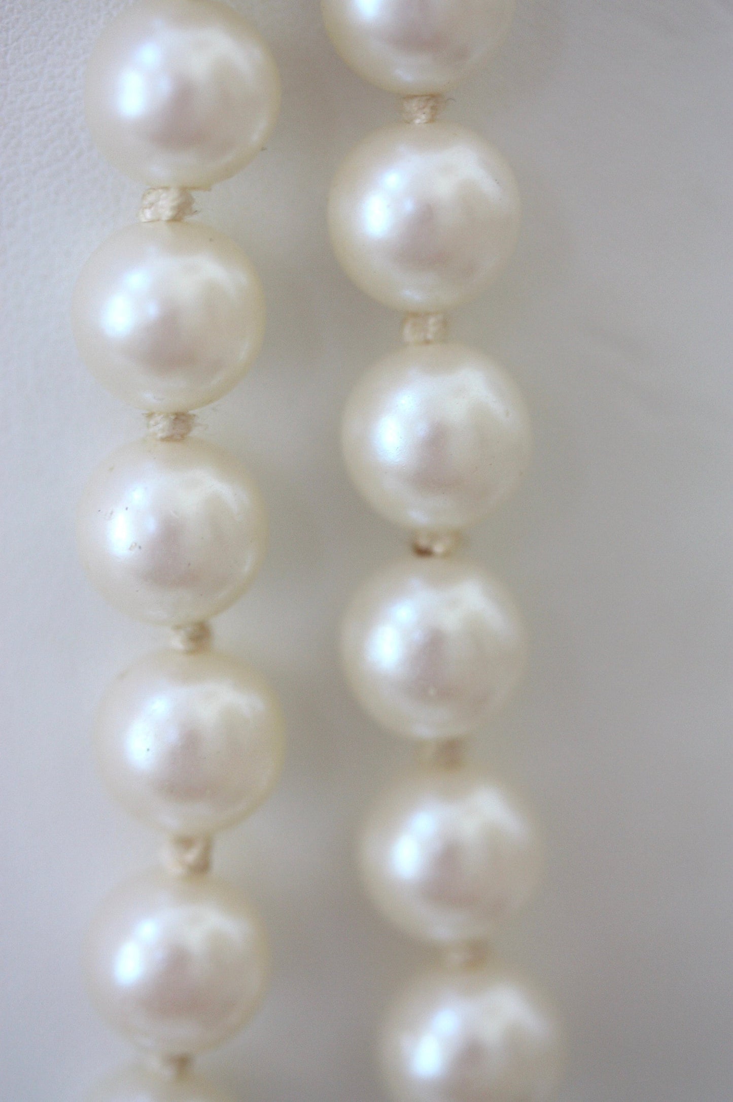 Vintage long double-stranded faux pearl necklace