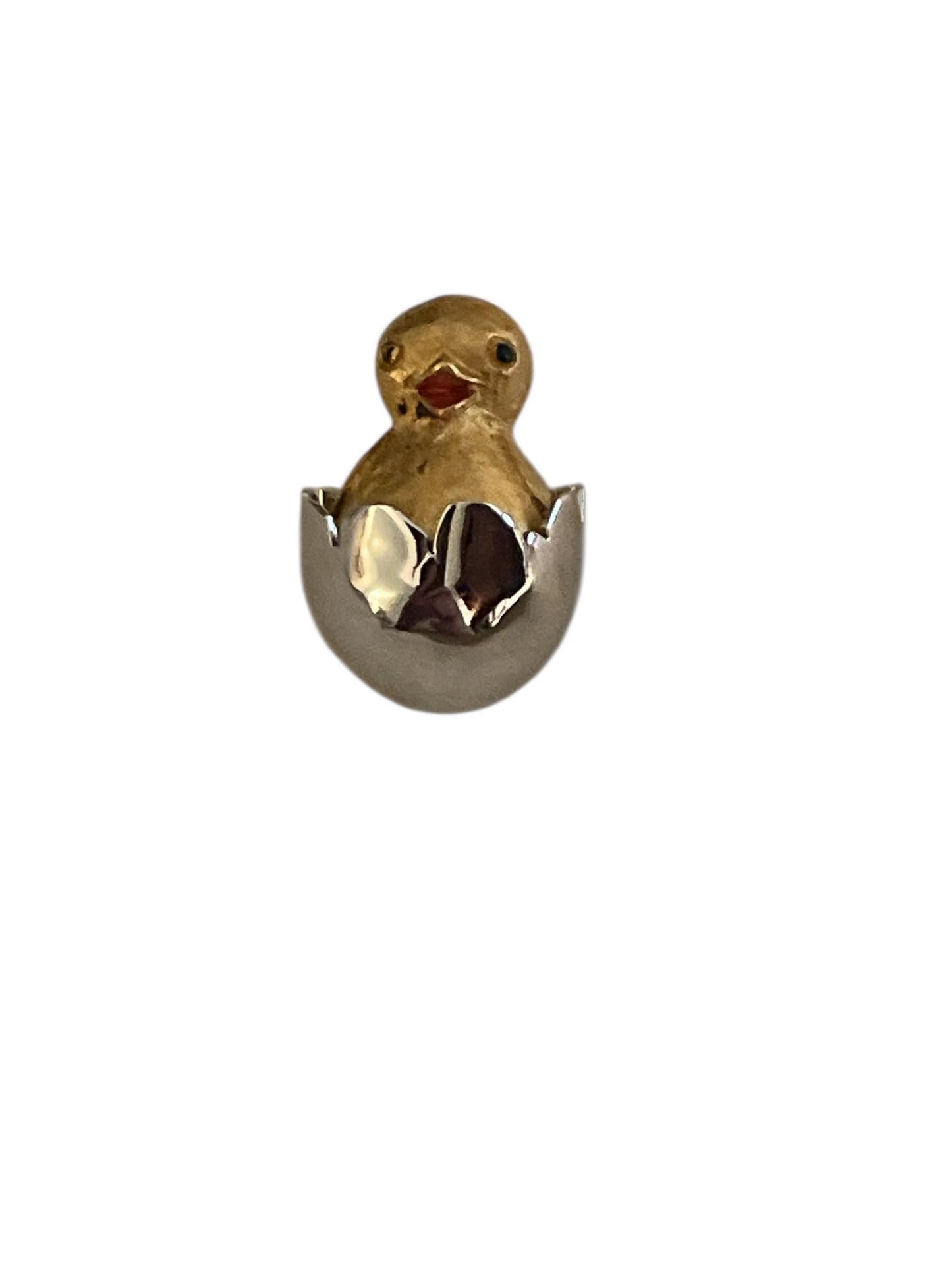 Vintage Avon Chick Lapel Pin: Gold Tone Baby Bird in Egg