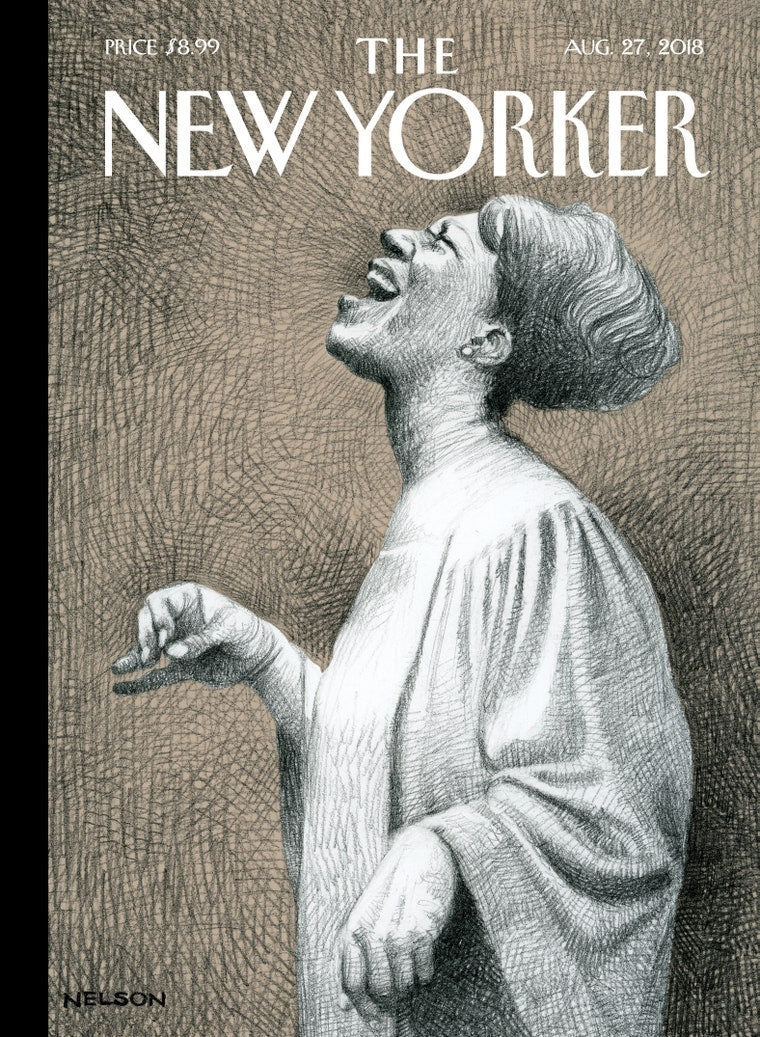 The New Yorker Magazine original cover - August 27, 2018 - Aretha Franklin, Queen of Soul, Tribute Cover