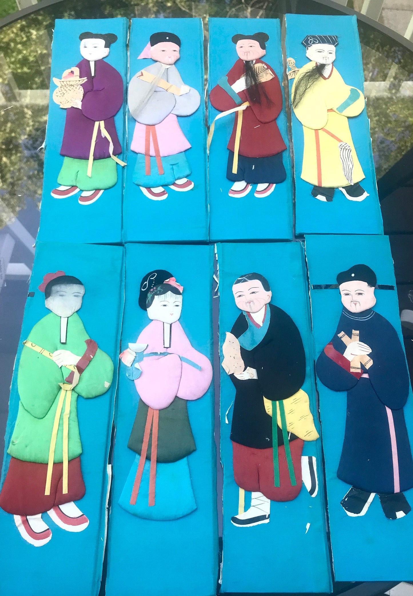 Your choice of unique colorful satin Asian panels - 11" long x 3" wide.