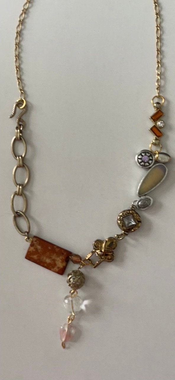 Unique, one-of-a-kind artisan mixed material necklace