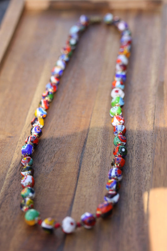 Stunning vintage glass  Venetian Murano Millefiori Artbeads Millefiori beads vintage necklace