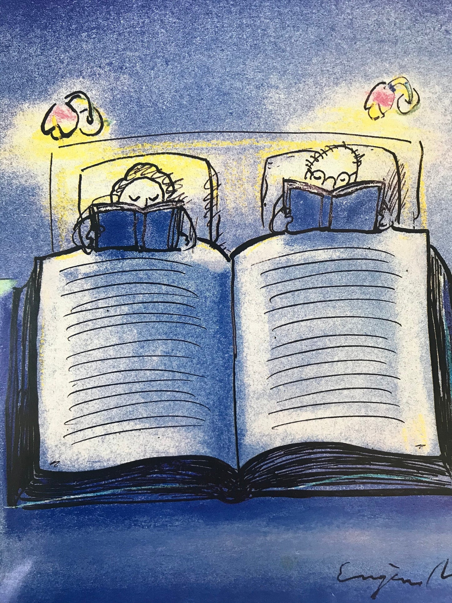 NEW YORKER Magazine cover - December 3, 1990 - couple reading books in bed
