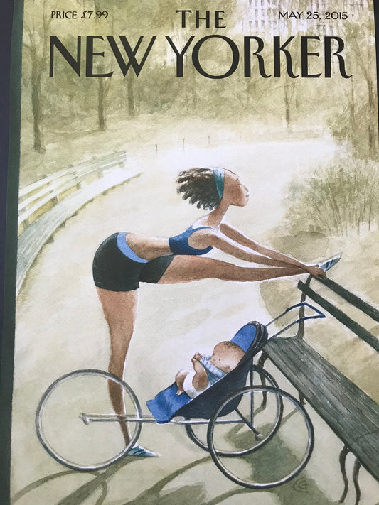 May 25, 2015 - The NEW YORKER Magazine original cover - exercising with baby