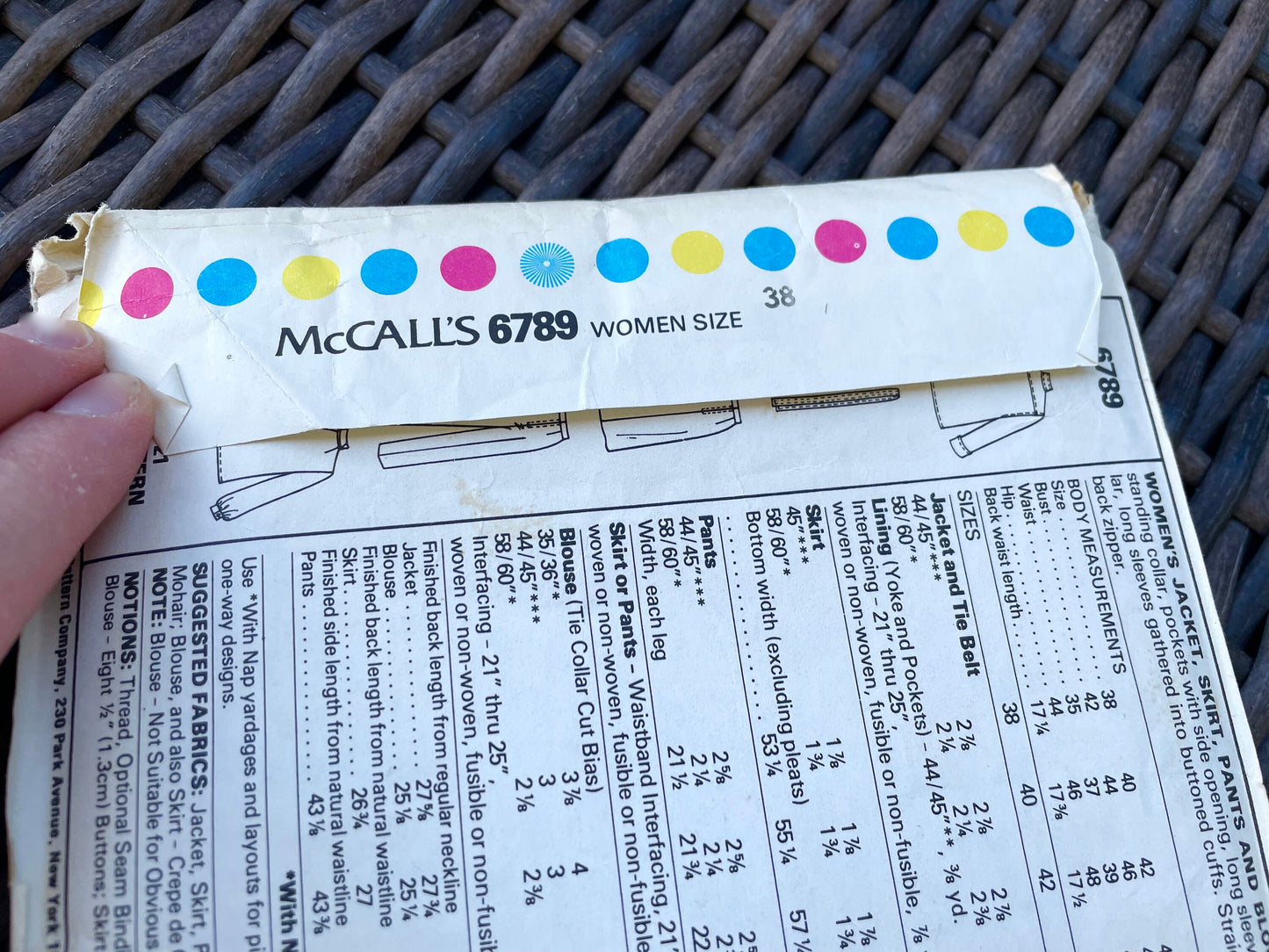 UNCUT Vintage Sewing Pattern - McCalls 6789 Bow Blouse, Jacket, Skirt, Pants - Womens 38