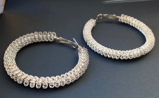 Vintage hoop earrings - uniquely wire wrapped