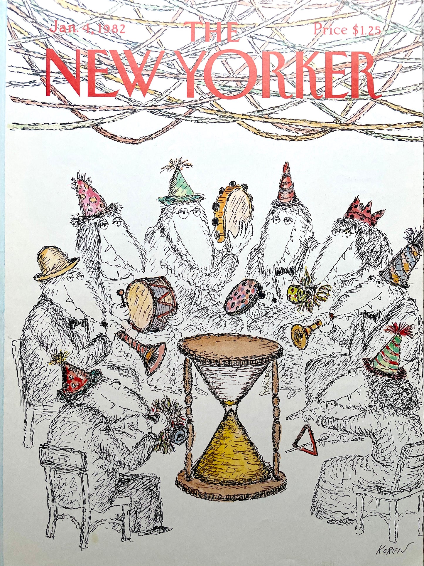 January 4, 1982 - The NEW YORKER Magazine original cover - Edward Koren - New Year's Eve
