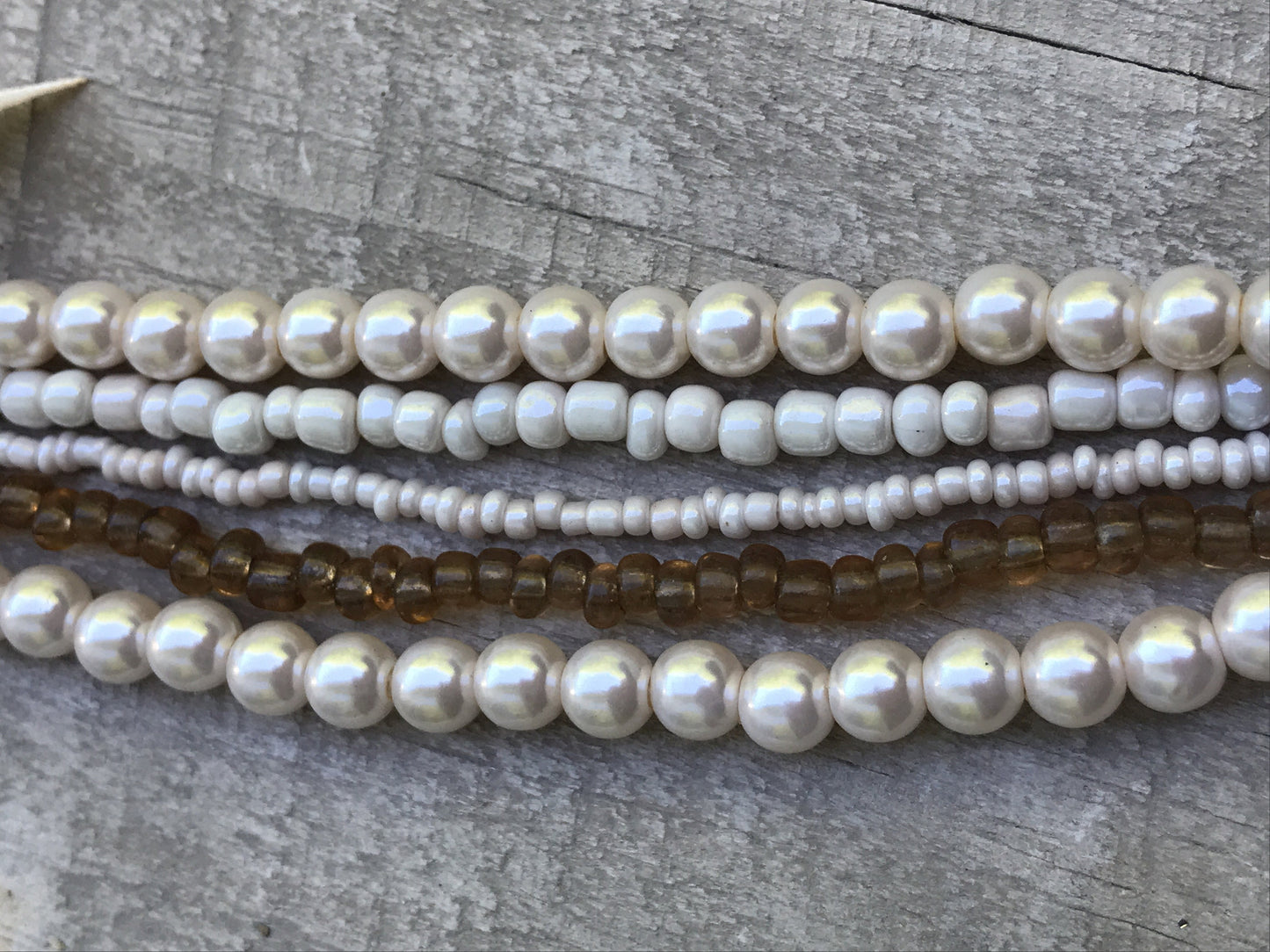 Stunning vintage multi strand necklace - faux pearl and glass