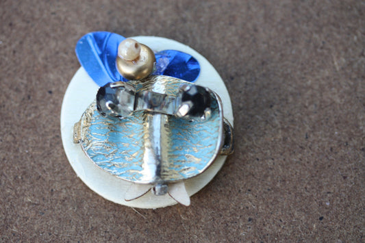 Meet "Pierre LeFlurf" - Assemblage art / mixed media collage - magnet, lapel pin or necklace pendant