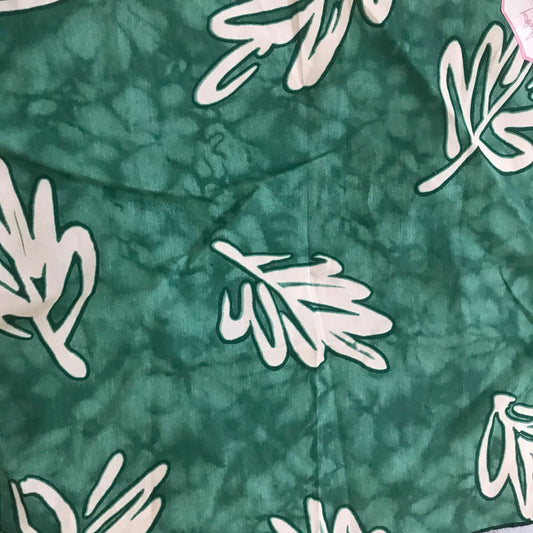 Green vintage fabric with leaves - Audrey brand - approx. 17" x 12"