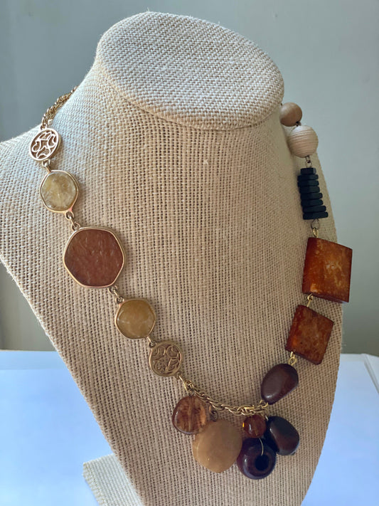 Unique, one-of-a-kind artisan mixed material necklace