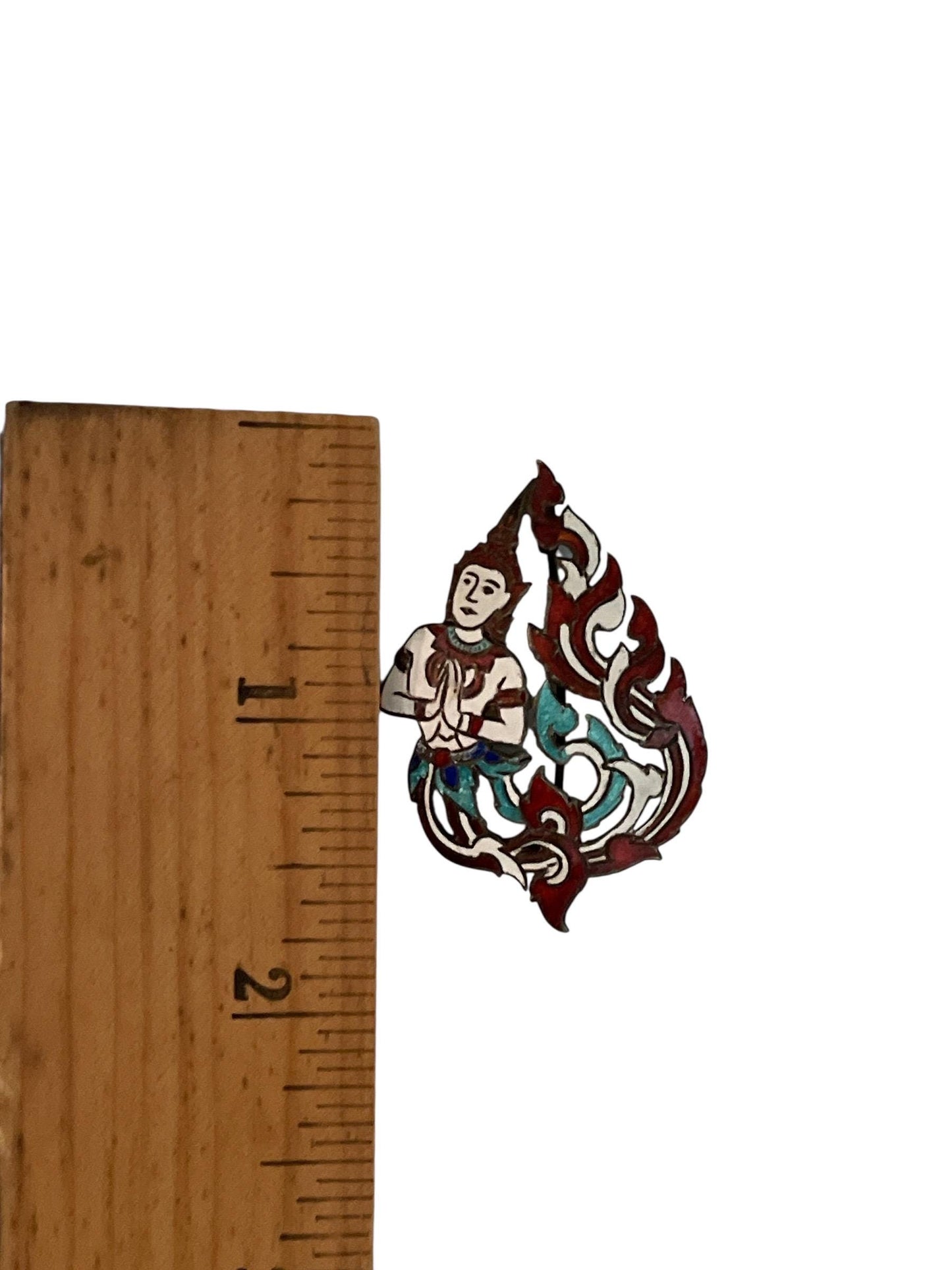 Sterling Silver and enamel Thai Brooch – Siam Dancing Figurine, Traditional Pose, Vintage Thai Jewelry, Cultural Collectible