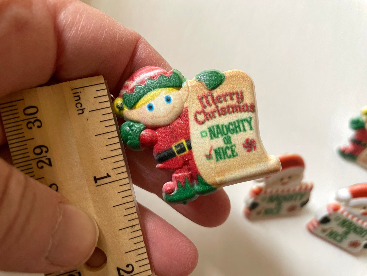 Mix of Santa Claus & Elves plastic ring cake toppers - by the dozen