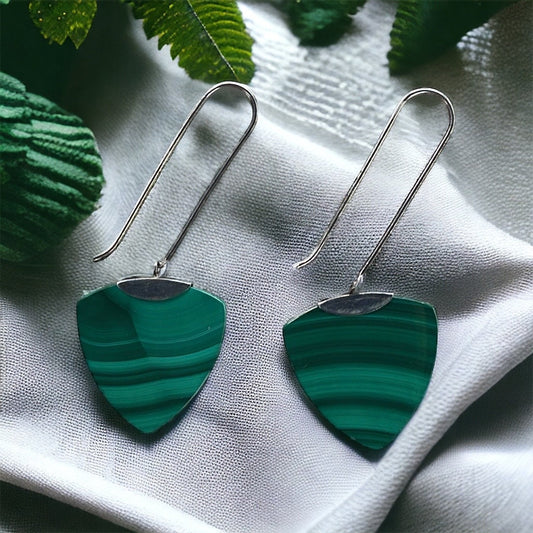 Stunning vintage green malachite earrings