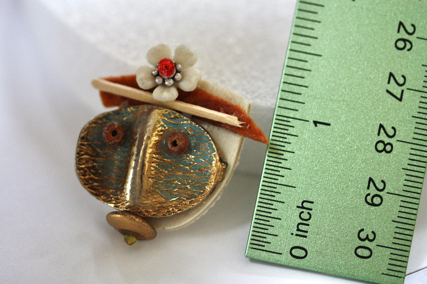 Handmade, one-of-a-kind assemblage art - refrigerator magnet