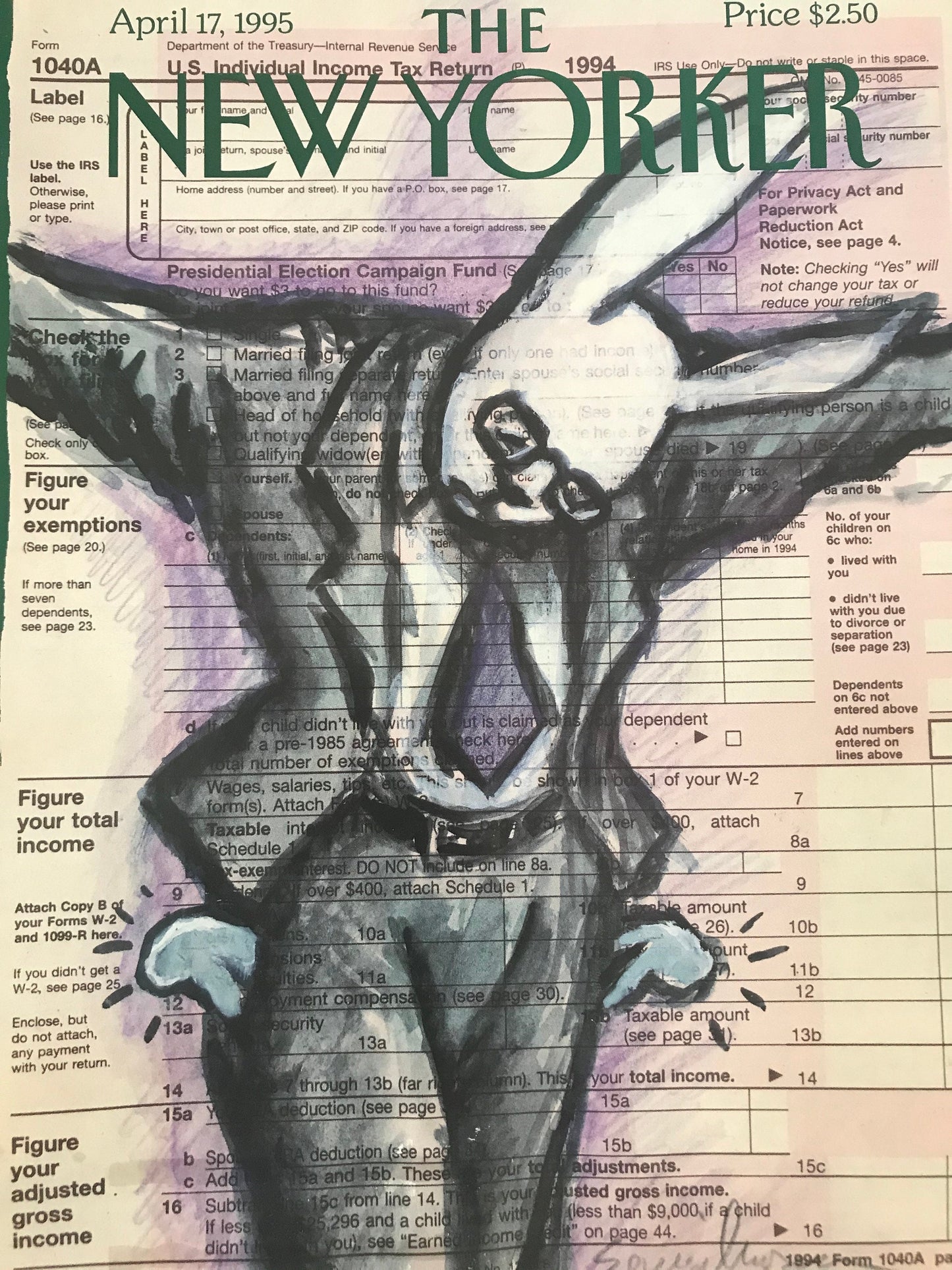 April 17, 1995 - The NEW YORKER Magazine original cover - taxes