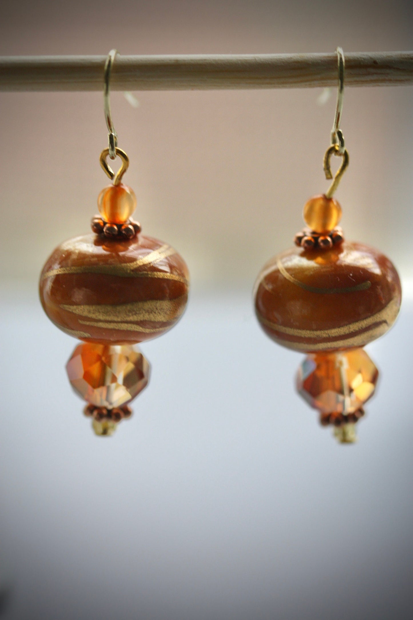 Faceted crystal earrings made of both new and vintage components