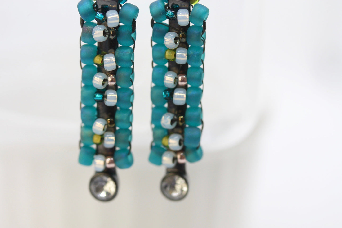 Unique Beaded bar earrings - yellow/goldtone theme