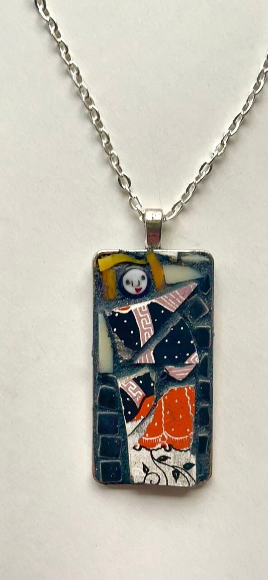 One-of-a-kind micro mosaic necklace, necklace pendant or pin (your choice)