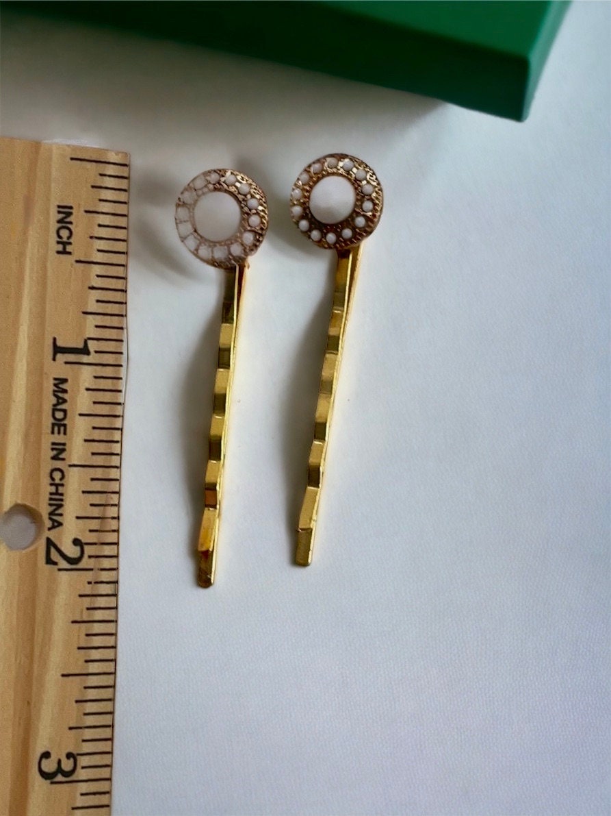 Stunning tiny white faux stone studded hair pins