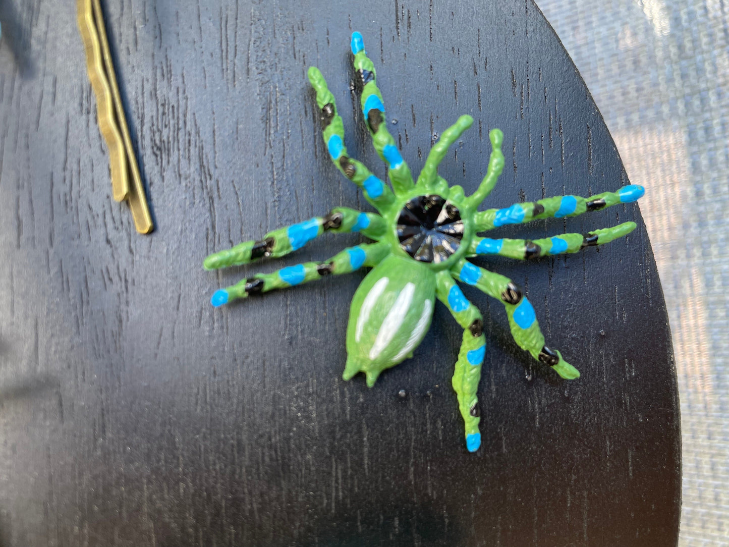 Fun Halloween Spider - PRICE PER PAIR - your choice of hair pins or earrings - scary, spooky fun Halloween jewelry, costume, accessories
