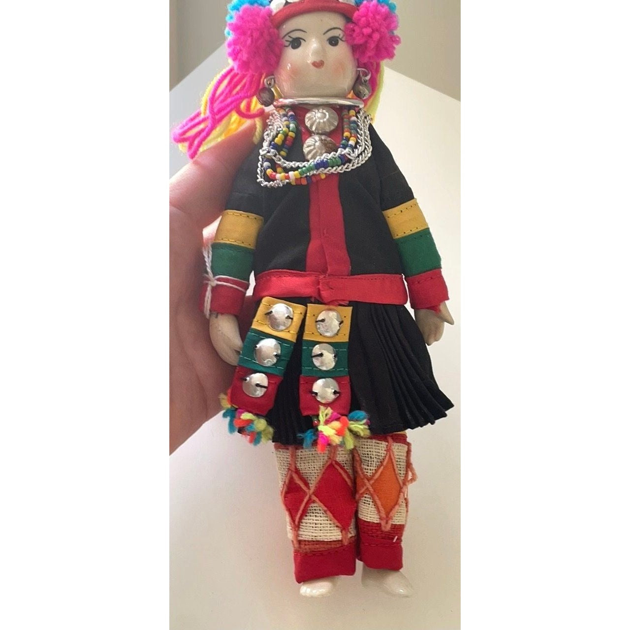 Stunning vintage Thai Hmong porcelain doll in traditional clothing - collectible doll figurine - made in Thailand