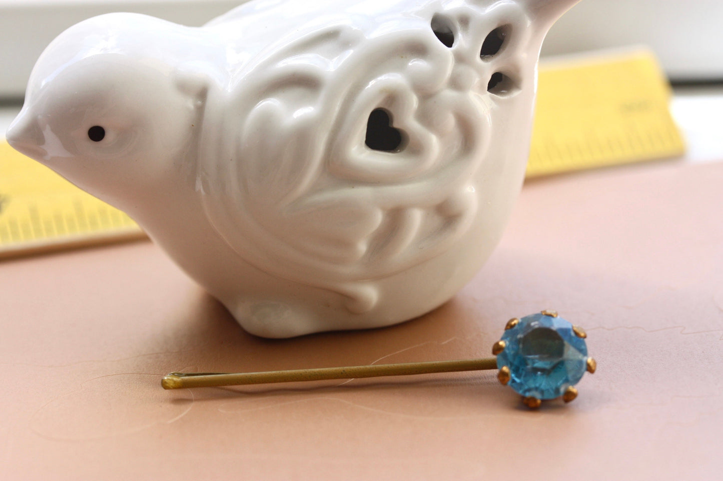 Hair pin made of upcycled stunning blue vintage rhinestone