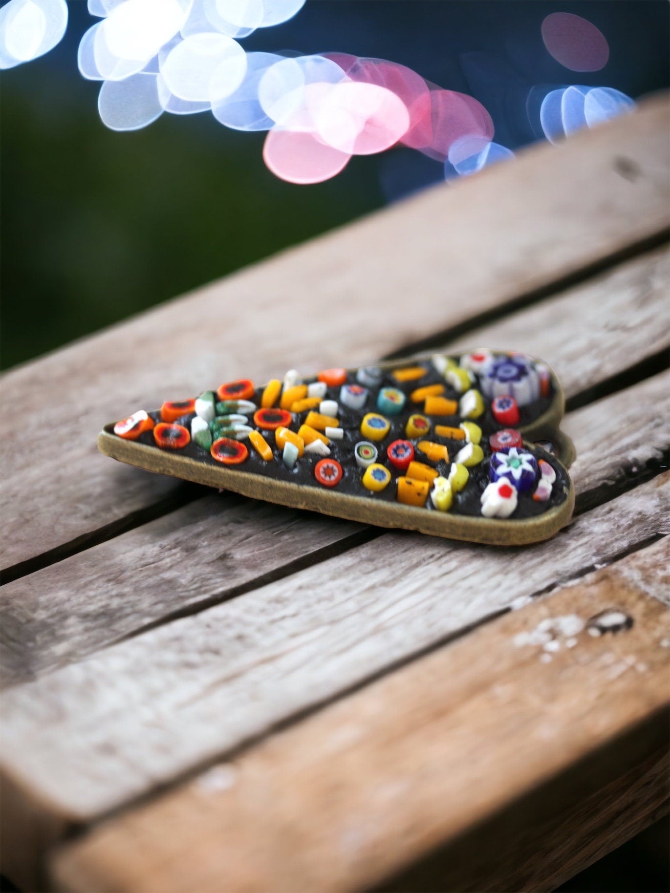 My handmade mosaic heart necklace - mosaic made with tiny millefiori glass