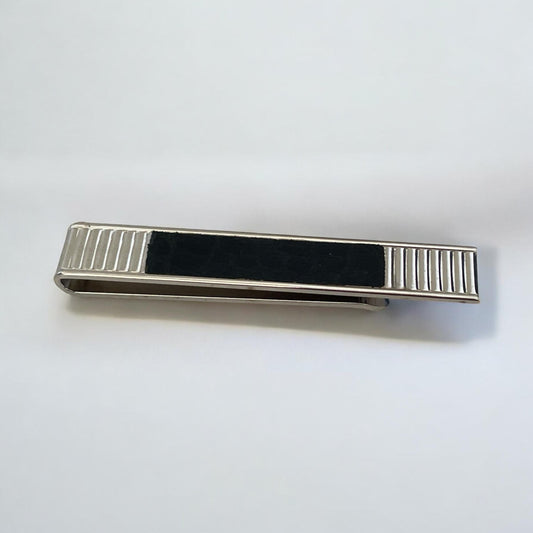 Black and silver mens tie clip - signed Swank