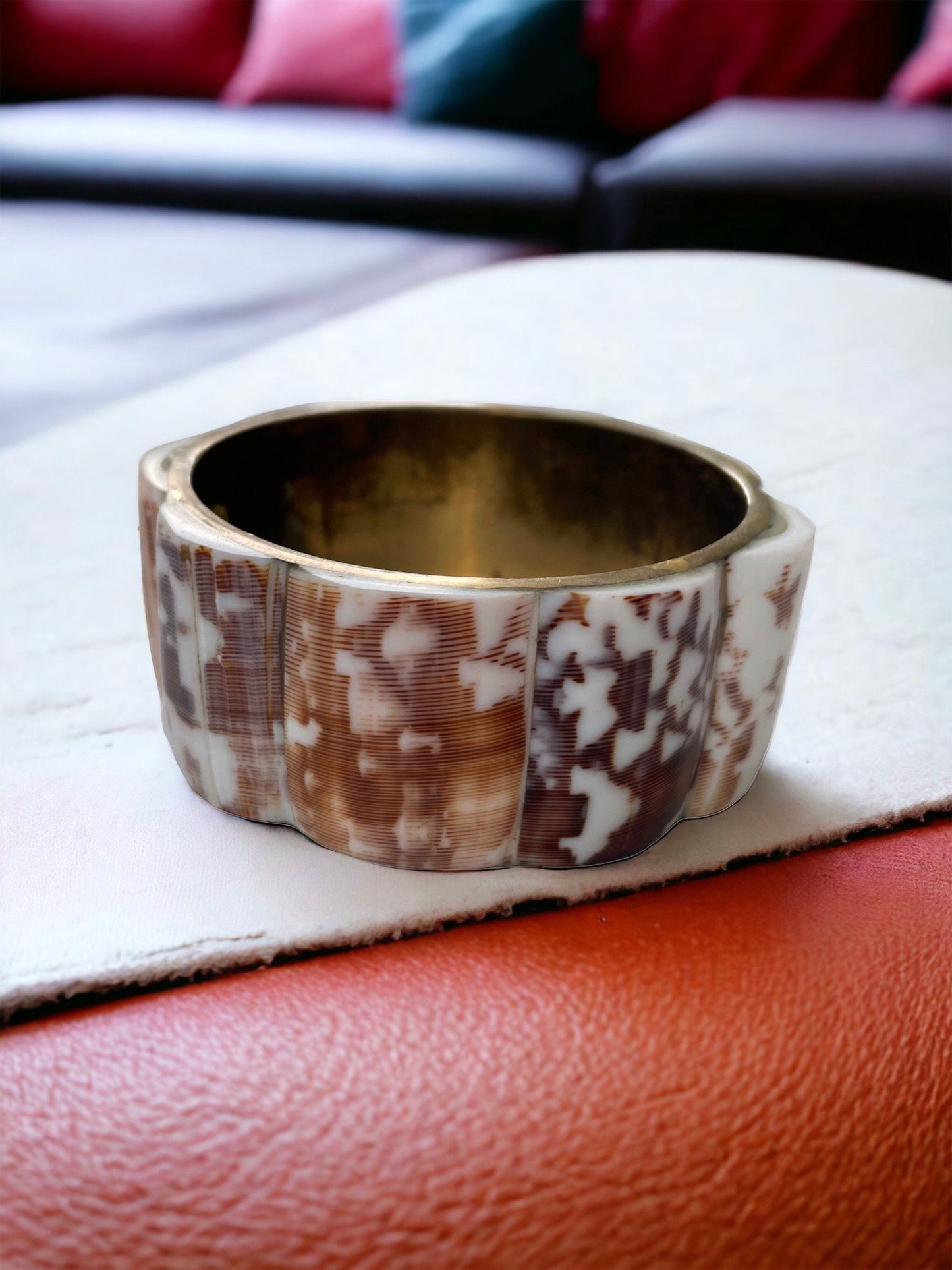 Unique vintage shell cuff bracelet - made in the Philippines