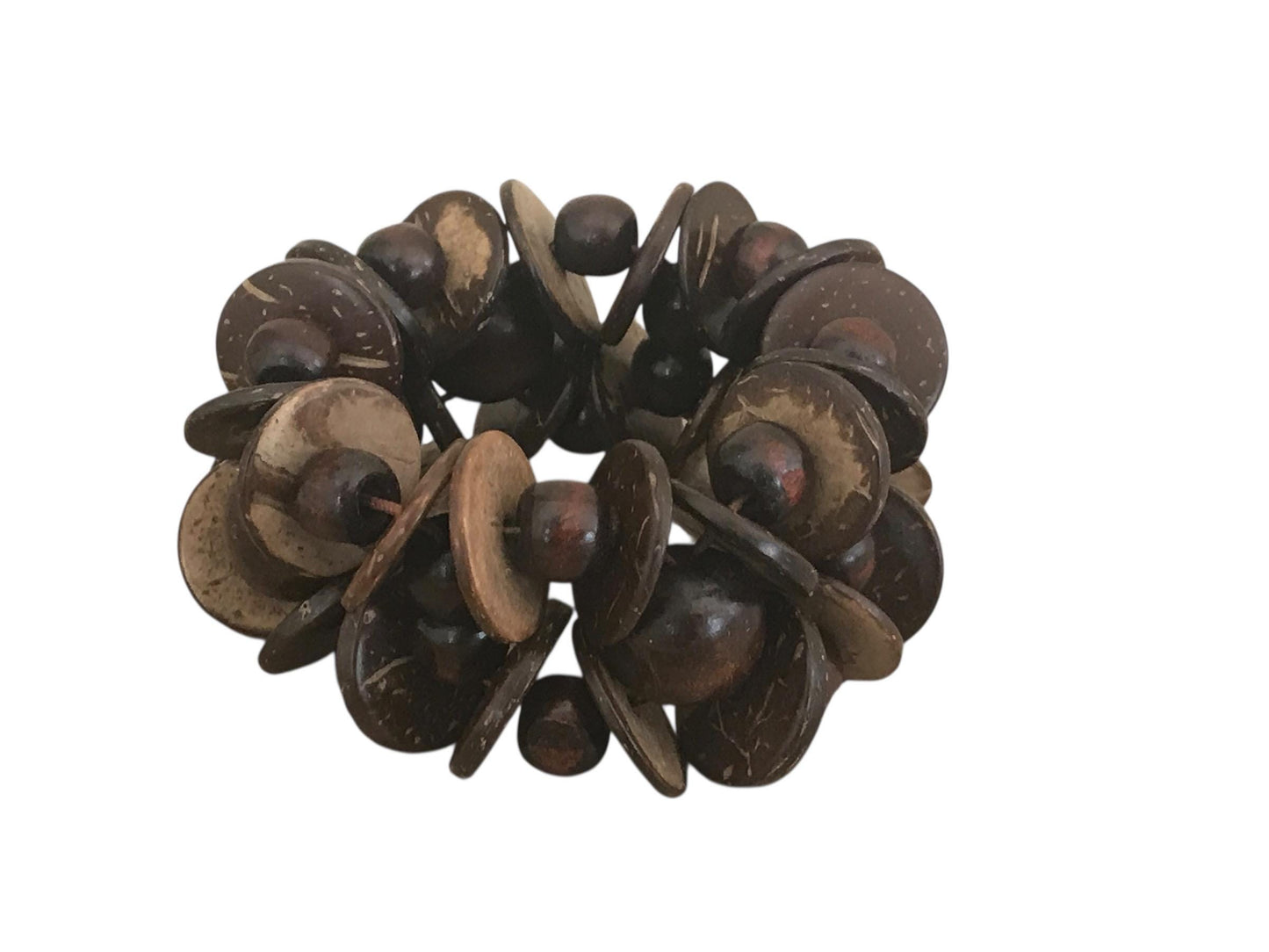 Vintage Brown Coconut Shell Bracelet | Handmade Natural Jewelry | Unique Boho Chic Accessory | Eco-Friendly Statement Piece