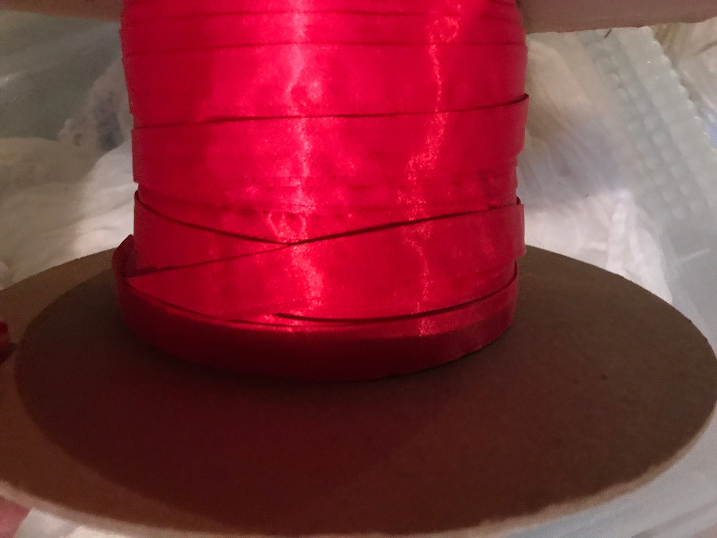 Vintage red satin trim - perfect for Christmas per yard