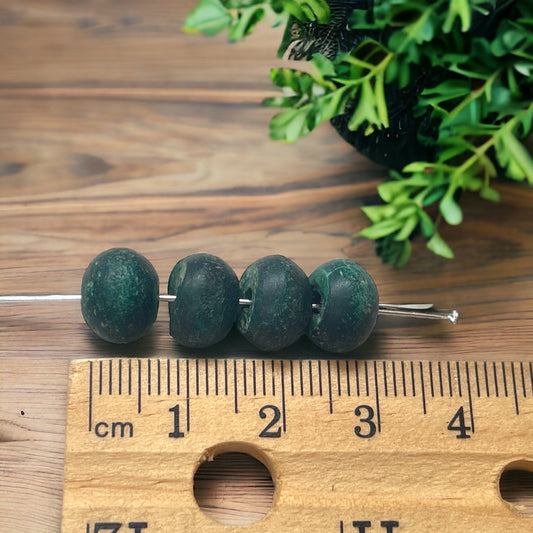 Green rustic unique vintage beads - approx. 5 mm x 8 mm each