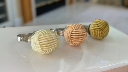 Fun rings made of Satin Chinese ball knots - choose your color - ivory, peach, creamy linen