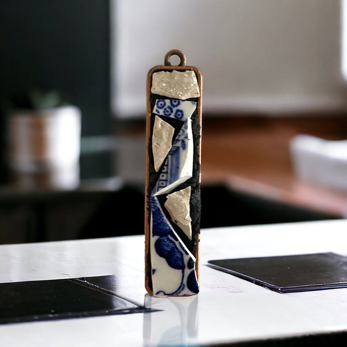 Handmade mosaic necklace - made from upcycled pieces of a broken vintage plate