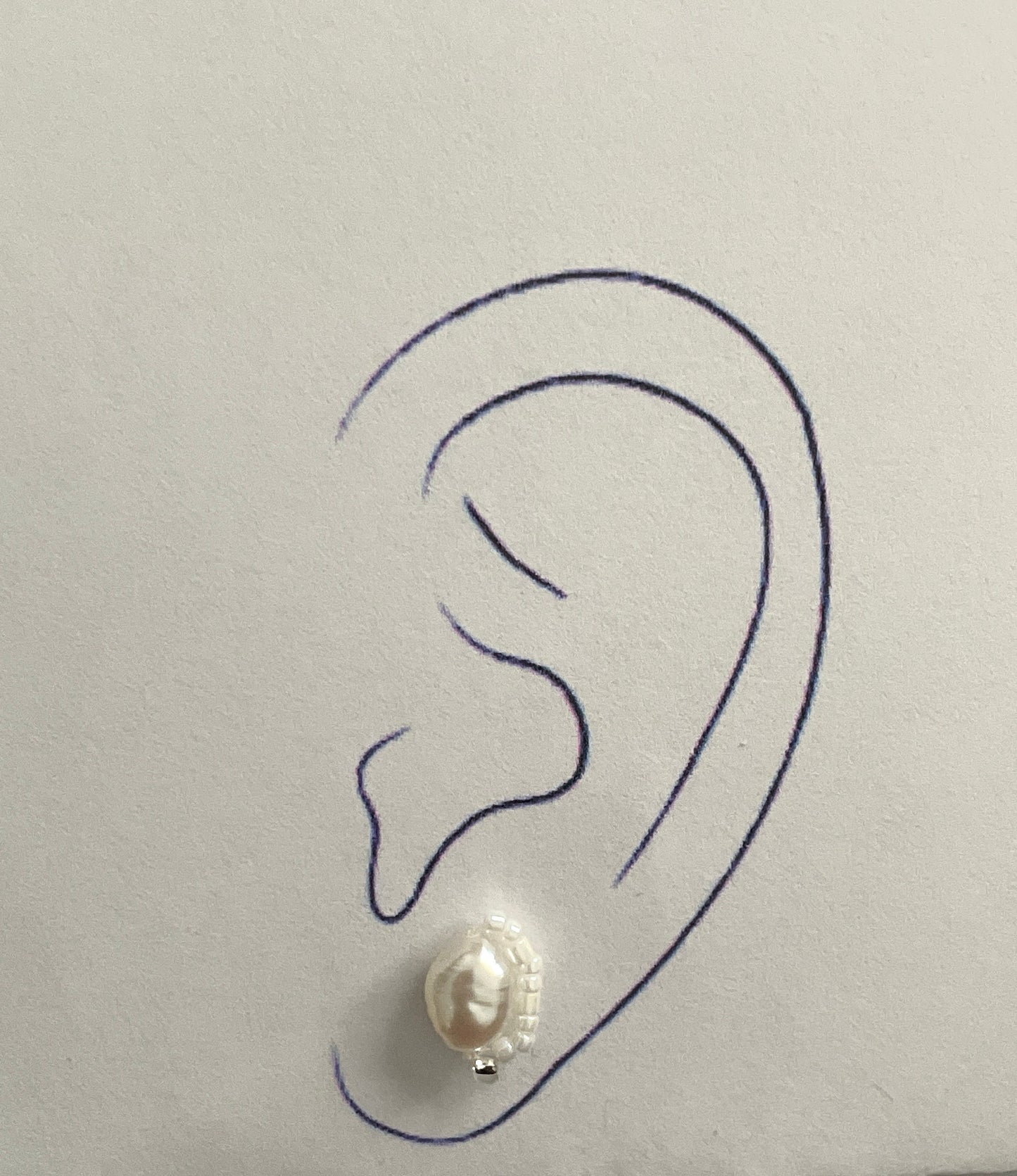 Stunning baroque pearl stud earrings with tiny intricate beadwork - sterling silver ear wires