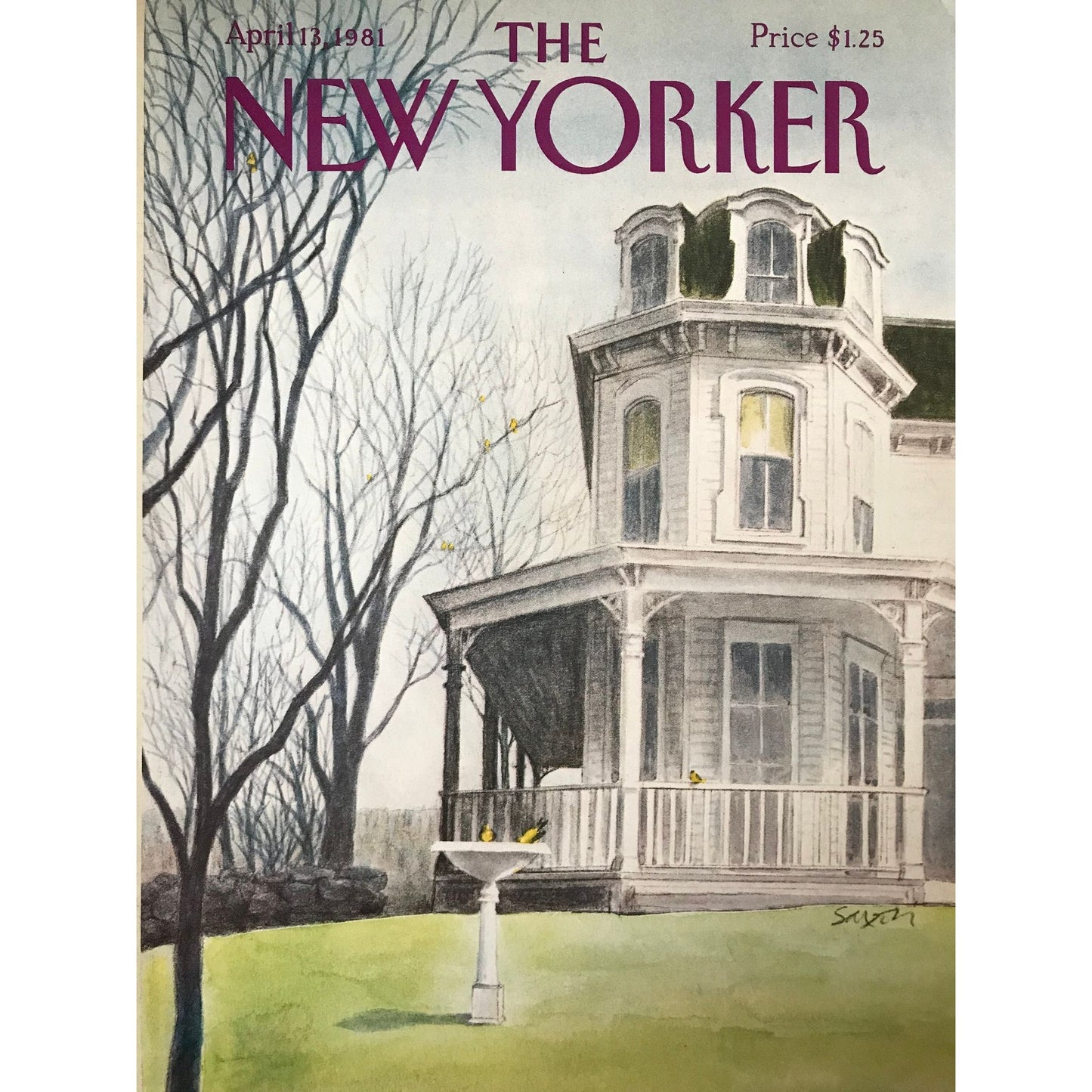 NEW YORKER Magazine cover - April 13, 1981 - Victorian home, building