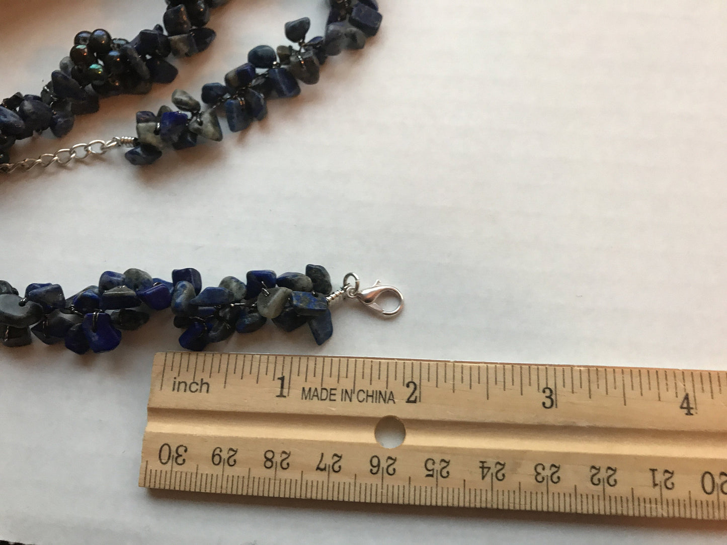 Absolutely stunning blue pearl and gemstone chips vintage necklace