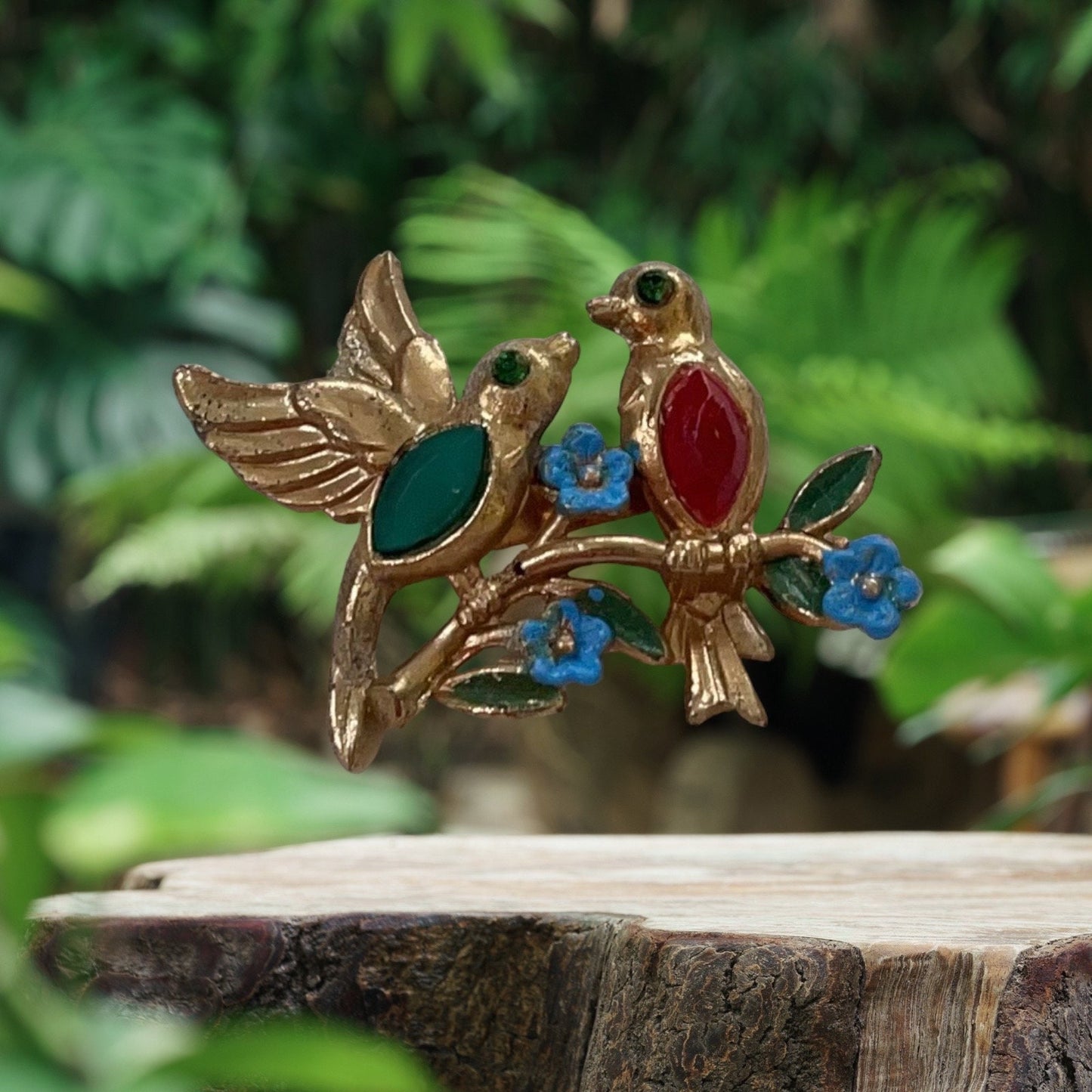 Stunning enhanced vintage bird pin