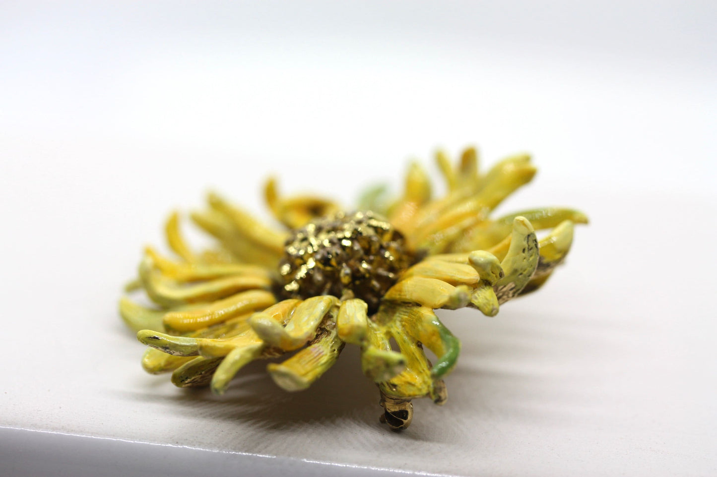 Revised, Modernized, Upcycled - hand painted vintage sunflower pin