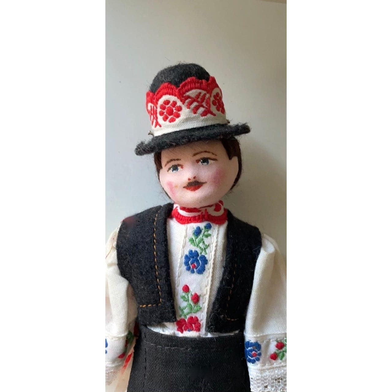 All hand sewn, hand painted, hand made vintage male collectible Doll figurine from Hungary / Hungarian