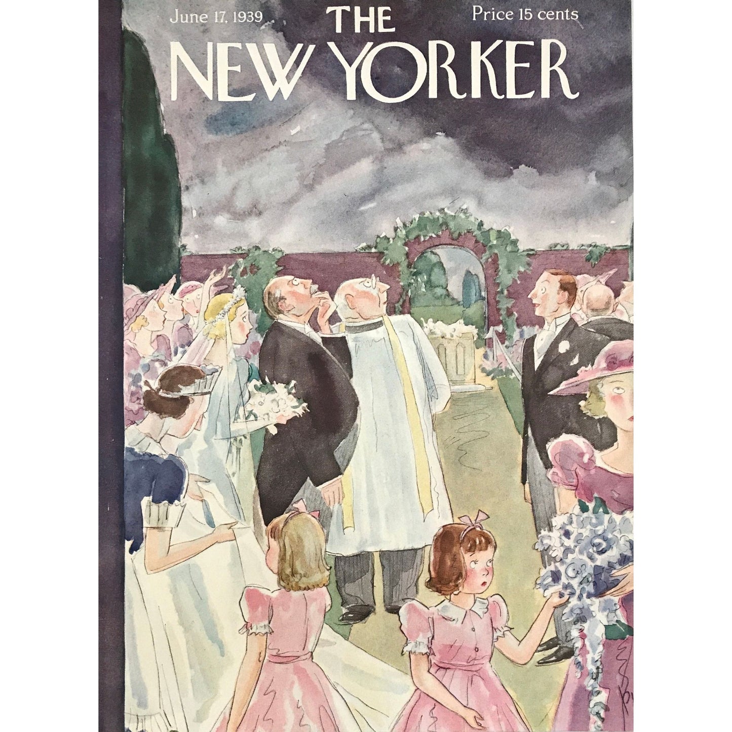 The NEW YORKER Magazine very rare original cover - June 17, 1939 - Perry Barlow - wedding