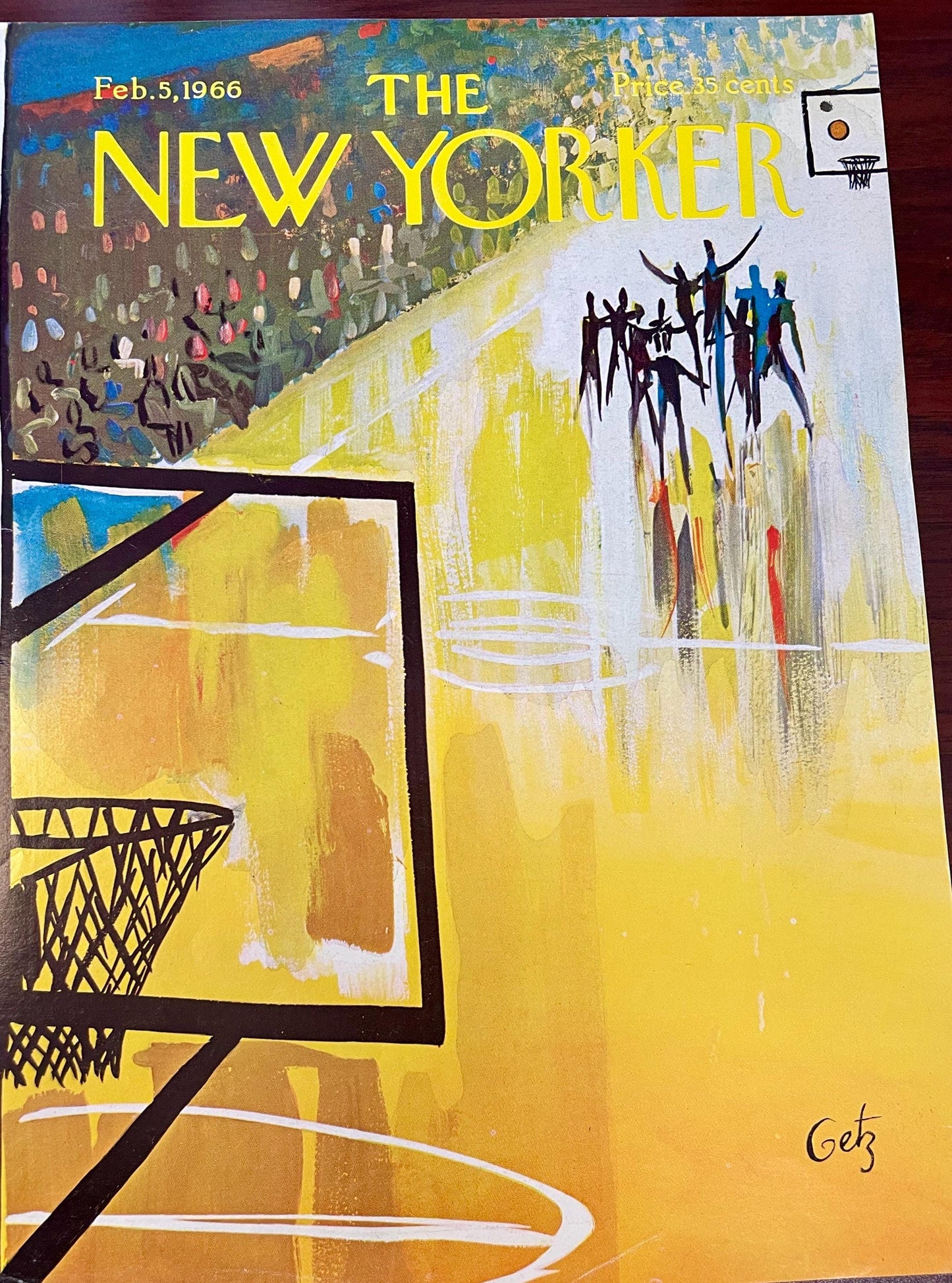 NEW YORKER Magazine cover - February 5, 1966 - basketball