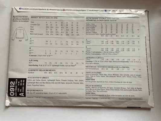 UNCUT Sewing Pattern - New Look Pattern 0912 - Baseball Style Jacket WORKROOM - Project Runway pattern Sizes 4 - 16