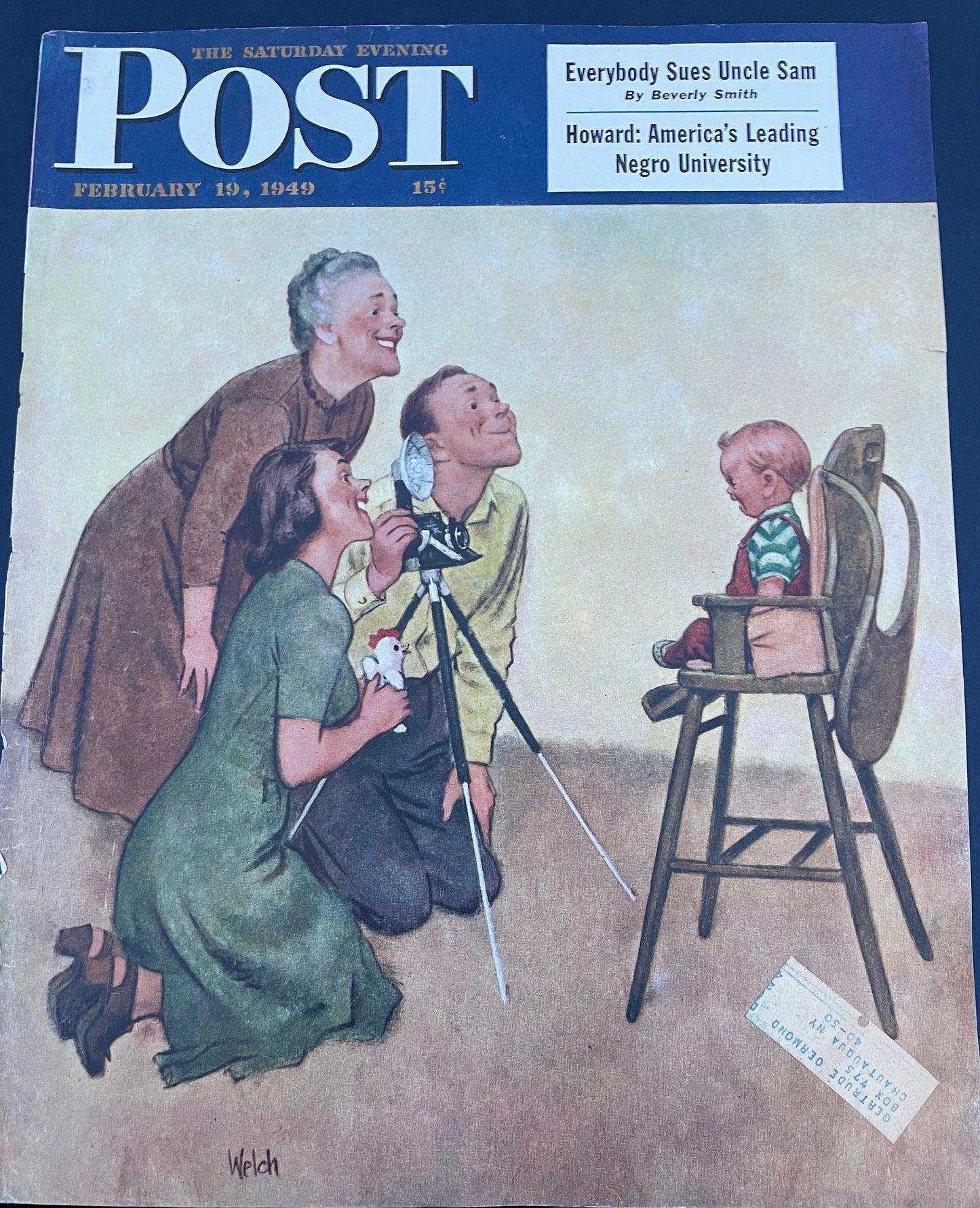 Saturday Evening Post - Original Cover - February 19, 1949 - photographer