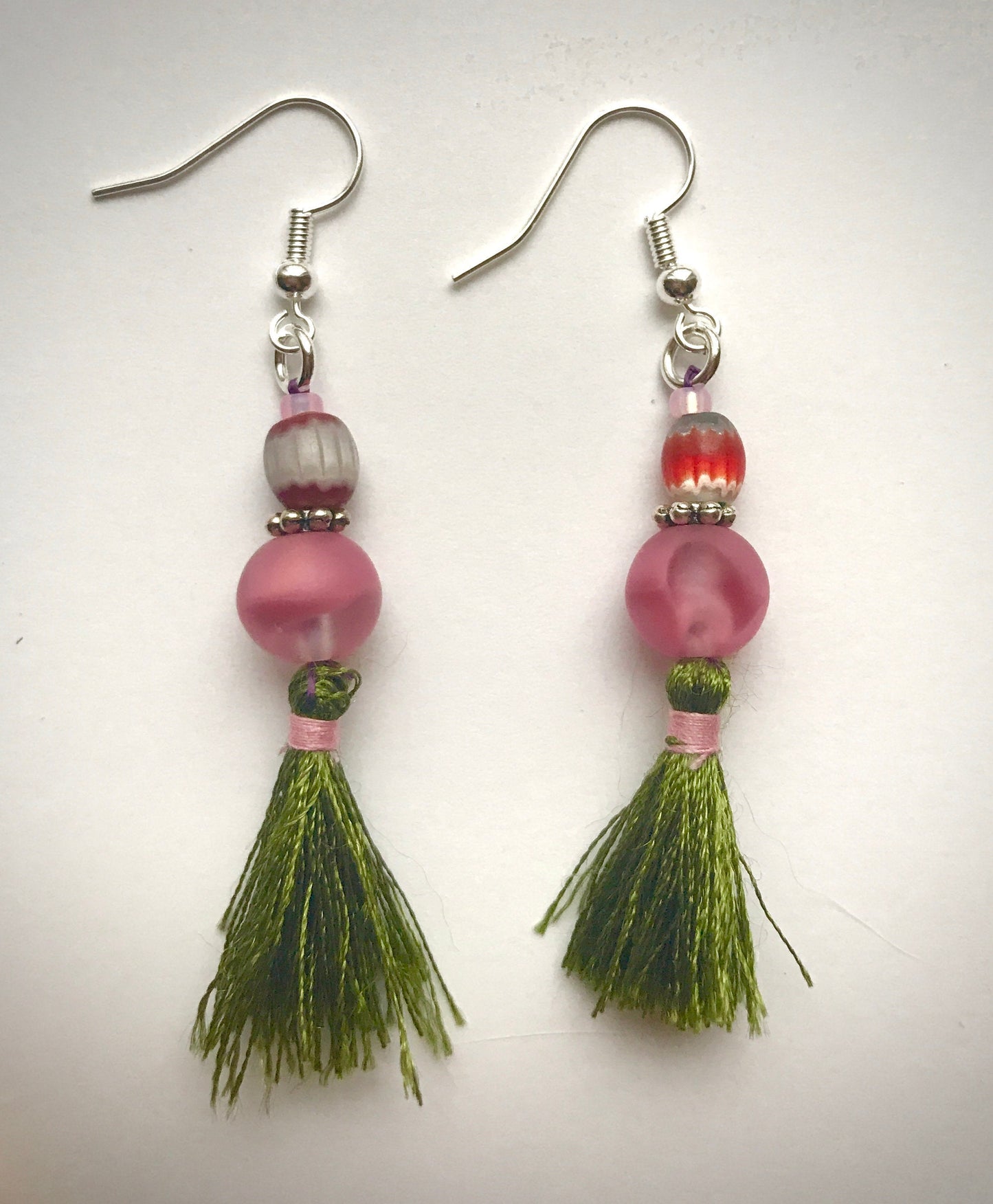 My unique, one-of-a-kind handmade by me - FUN, Bohemian style tassel beaded drop earrings
