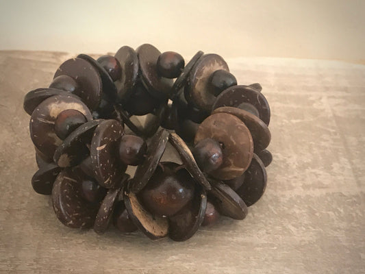 Very unique vintage woven mix shaped wood bracelet