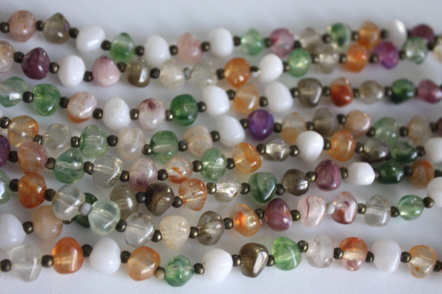 Extra long 32" vintage necklace loaded with stunning pastel beads